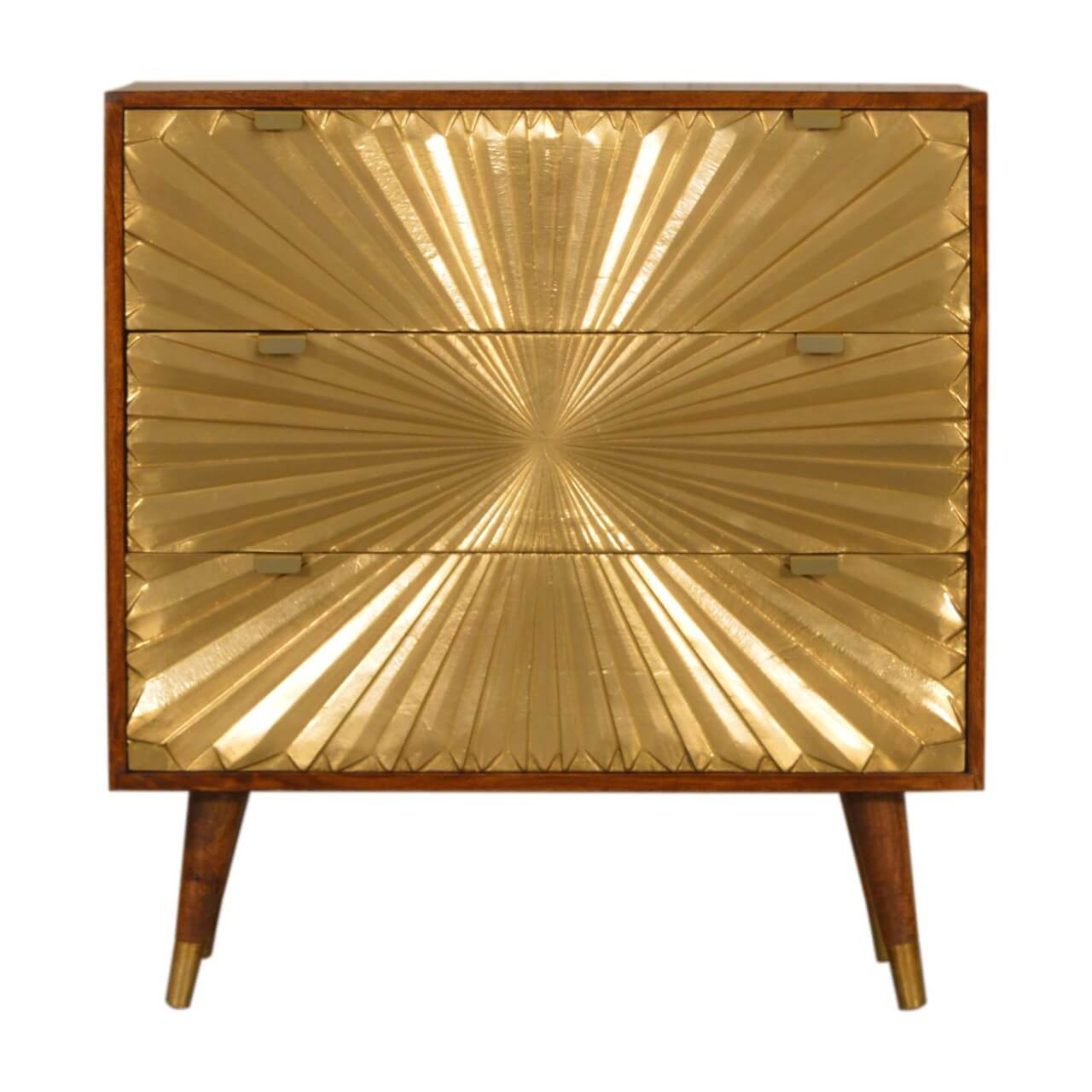 Brass plated chest of drawers mango wood