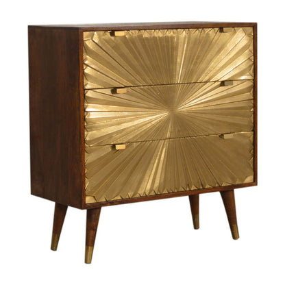 Brass plated chest of drawers mango wood