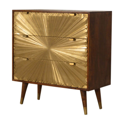 Brass plated chest of drawers mango wood