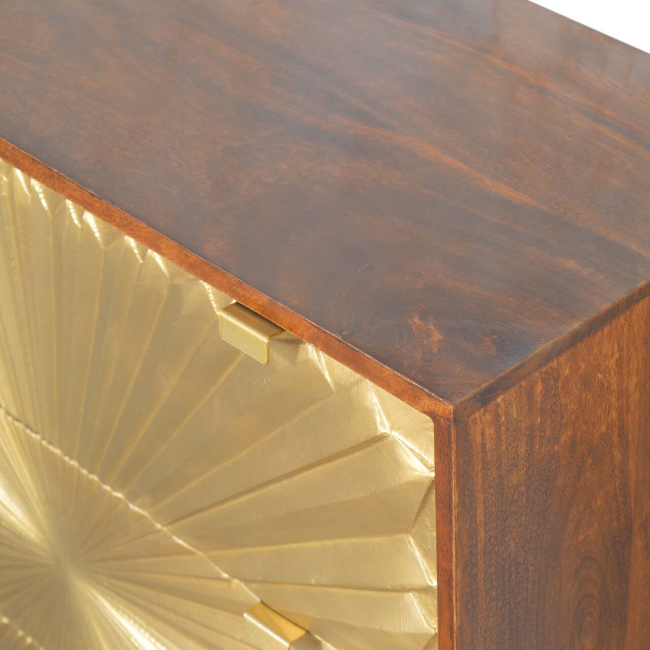 Brass plated chest of drawers mango wood