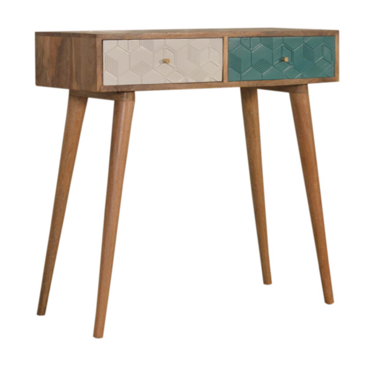 Acadia Console Table, Teal & White