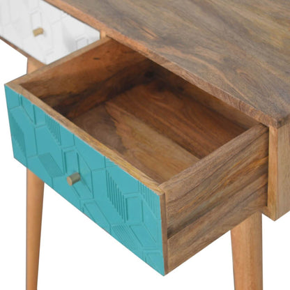 Acadia Console Table, Teal & White