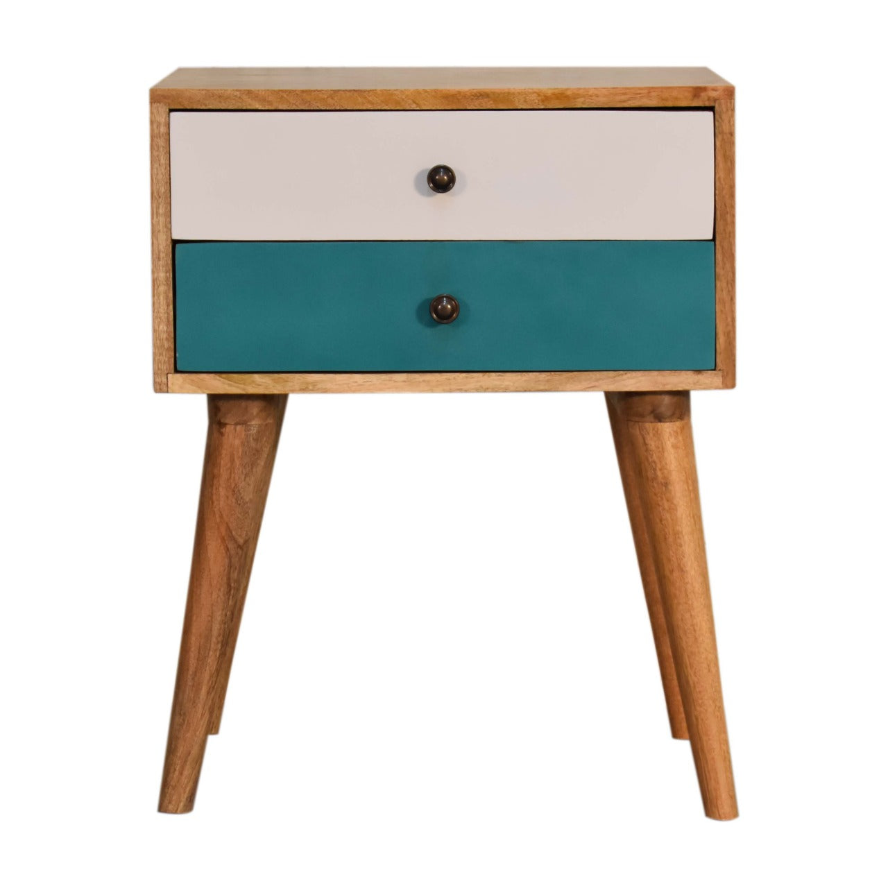 Teal solid wood bedside table