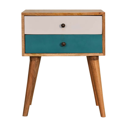 Teal solid wood bedside table