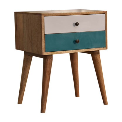 Teal solid wood bedside table