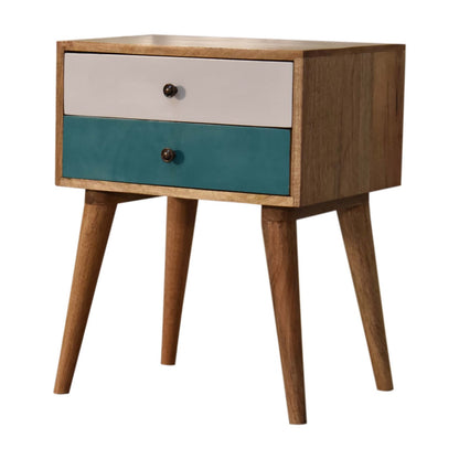 Teal solid wood bedside table