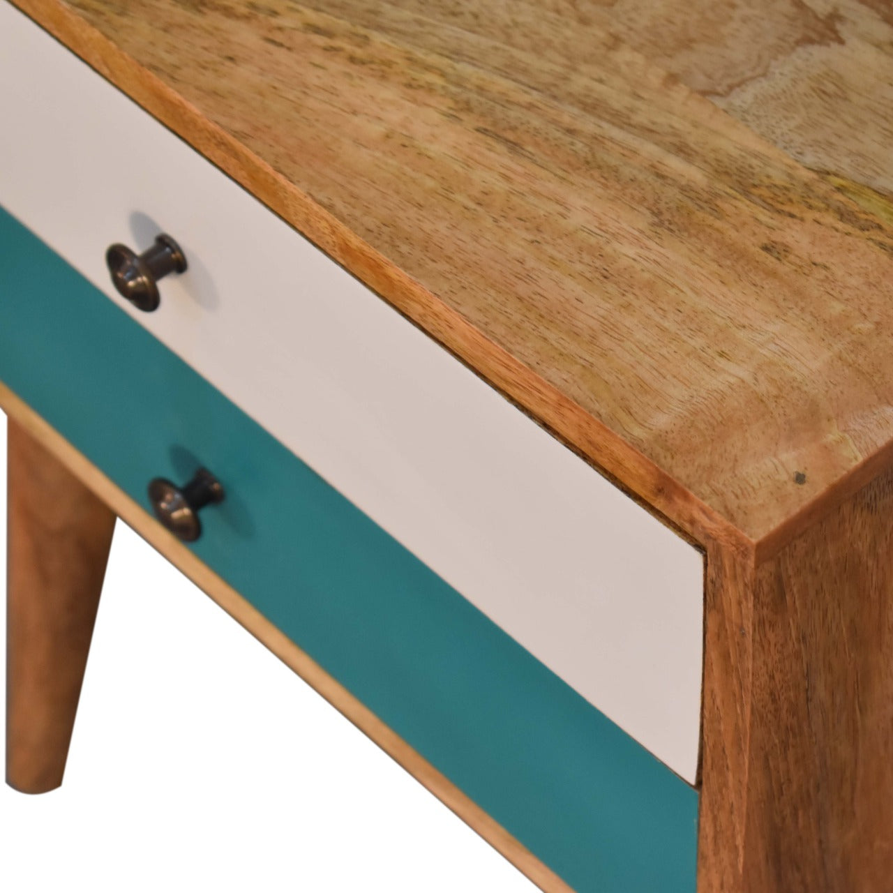 Teal solid wood bedside table