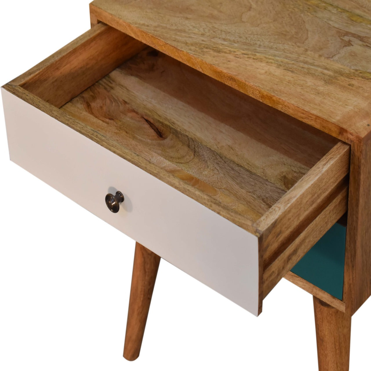 Teal solid wood bedside table