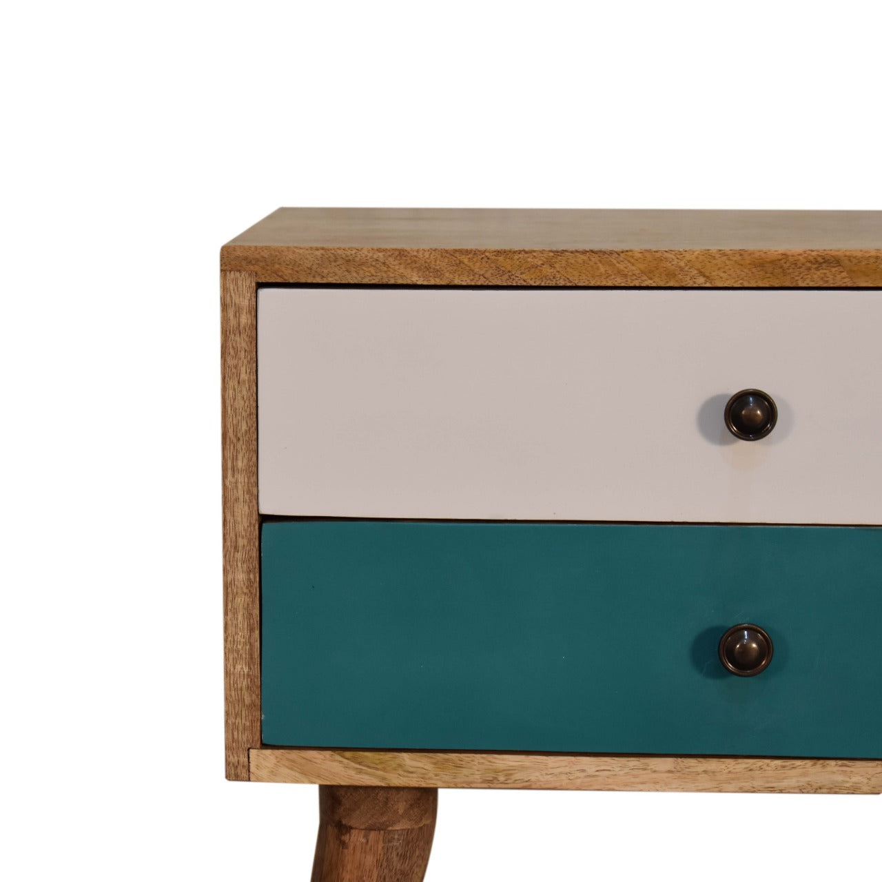 Teal solid wood bedside table