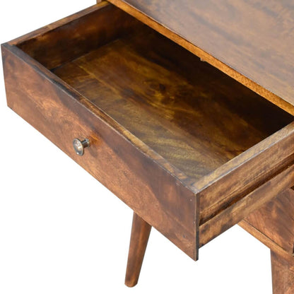 Chestnut finish mango wood bedside table