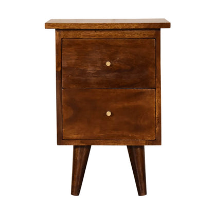 Nordic mango wood bedside table in Chestnut