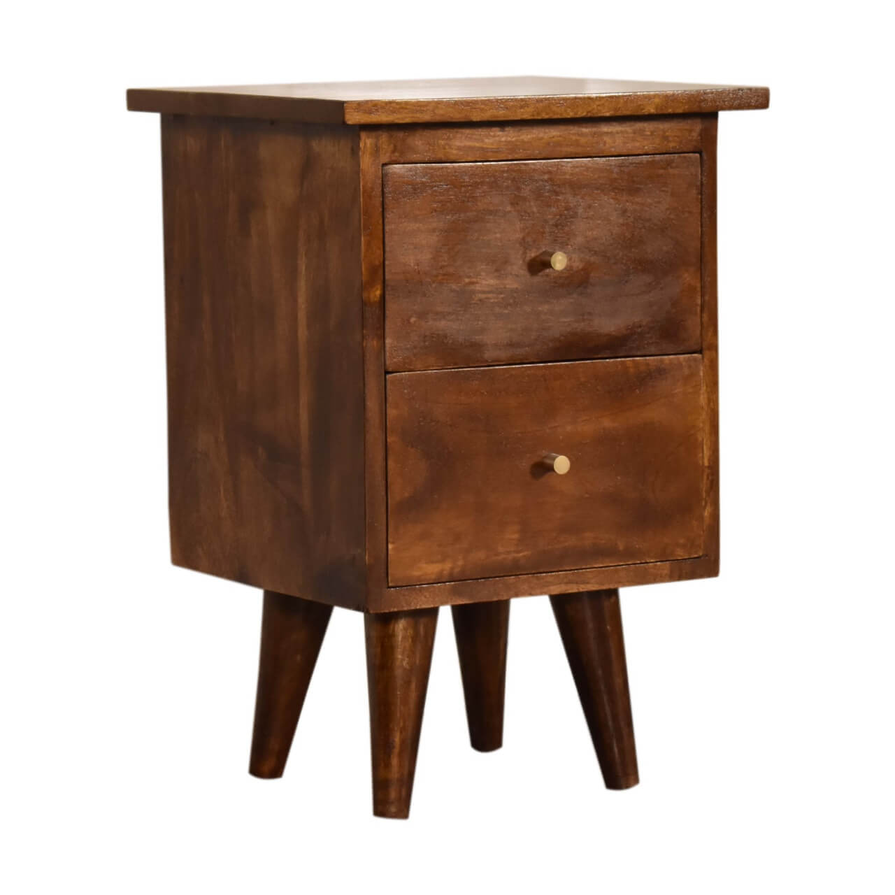 Nordic mango wood bedside table in Chestnut