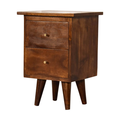 Nordic mango wood bedside table in Chestnut