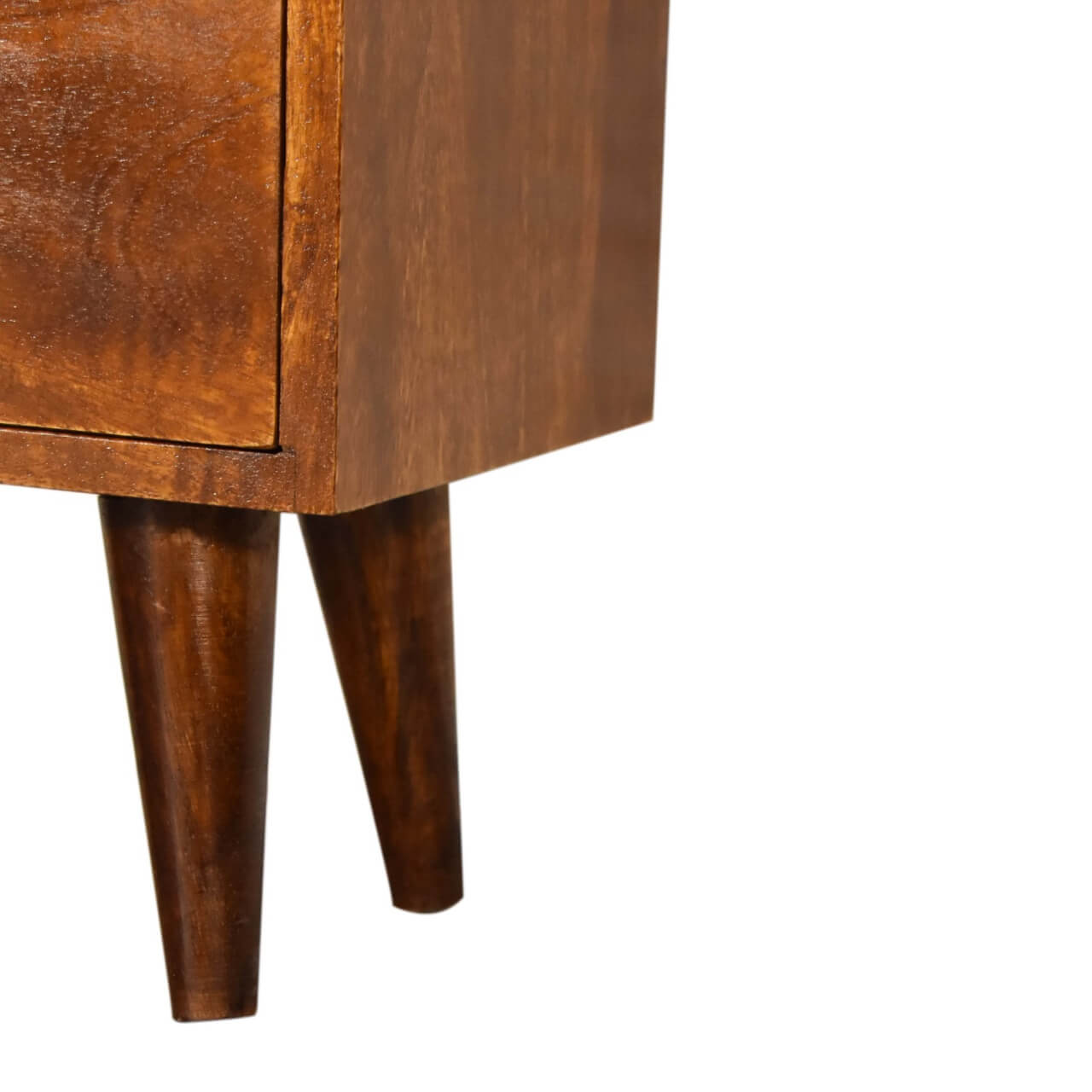 Nordic mango wood bedside table in Chestnut