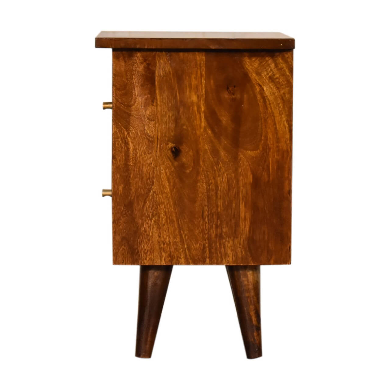 Nordic mango wood bedside table in Chestnut