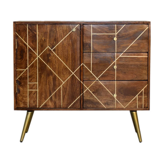 Brass Inlay Sideboard, Chestnut