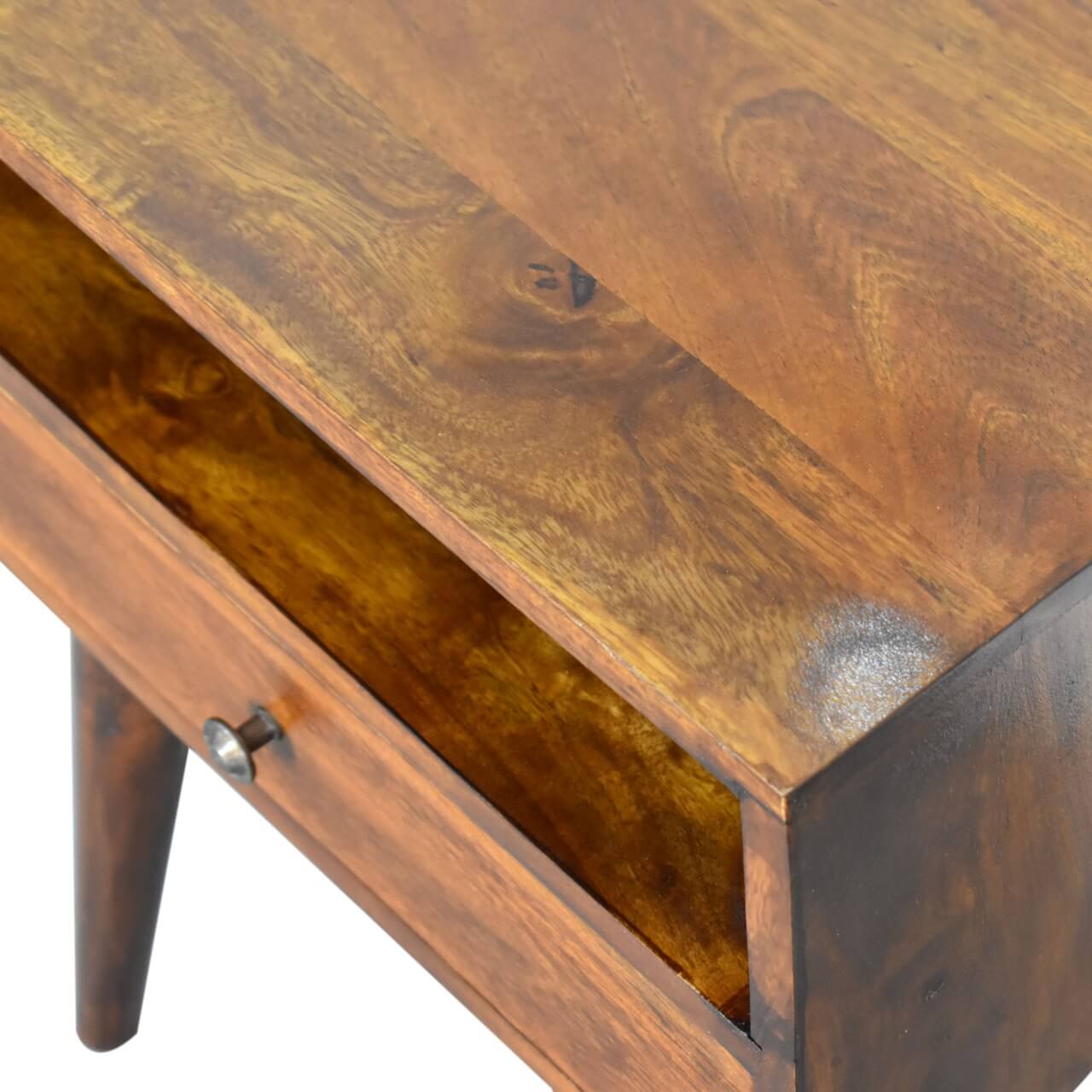 Mango Wood Chestnut Finish 1 shelf 1 drawer bedside table