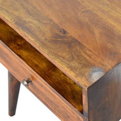 Mango Wood Chestnut Finish 1 shelf 1 drawer bedside table