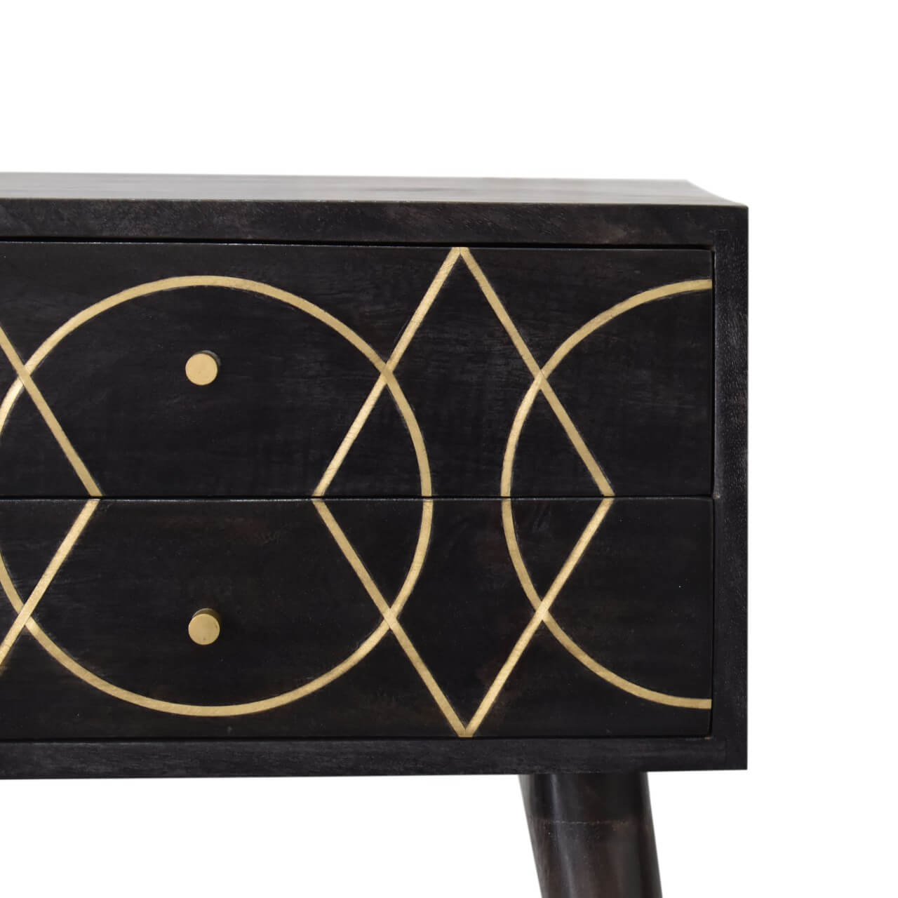 Brass inlay bedside table ash black