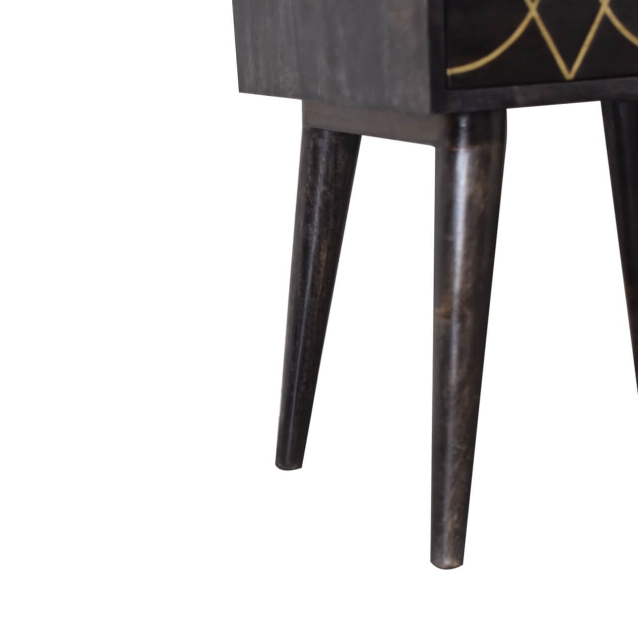 Brass inlay bedside table ash black