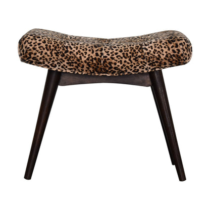 Velvet Curved Bench, Leopard Print