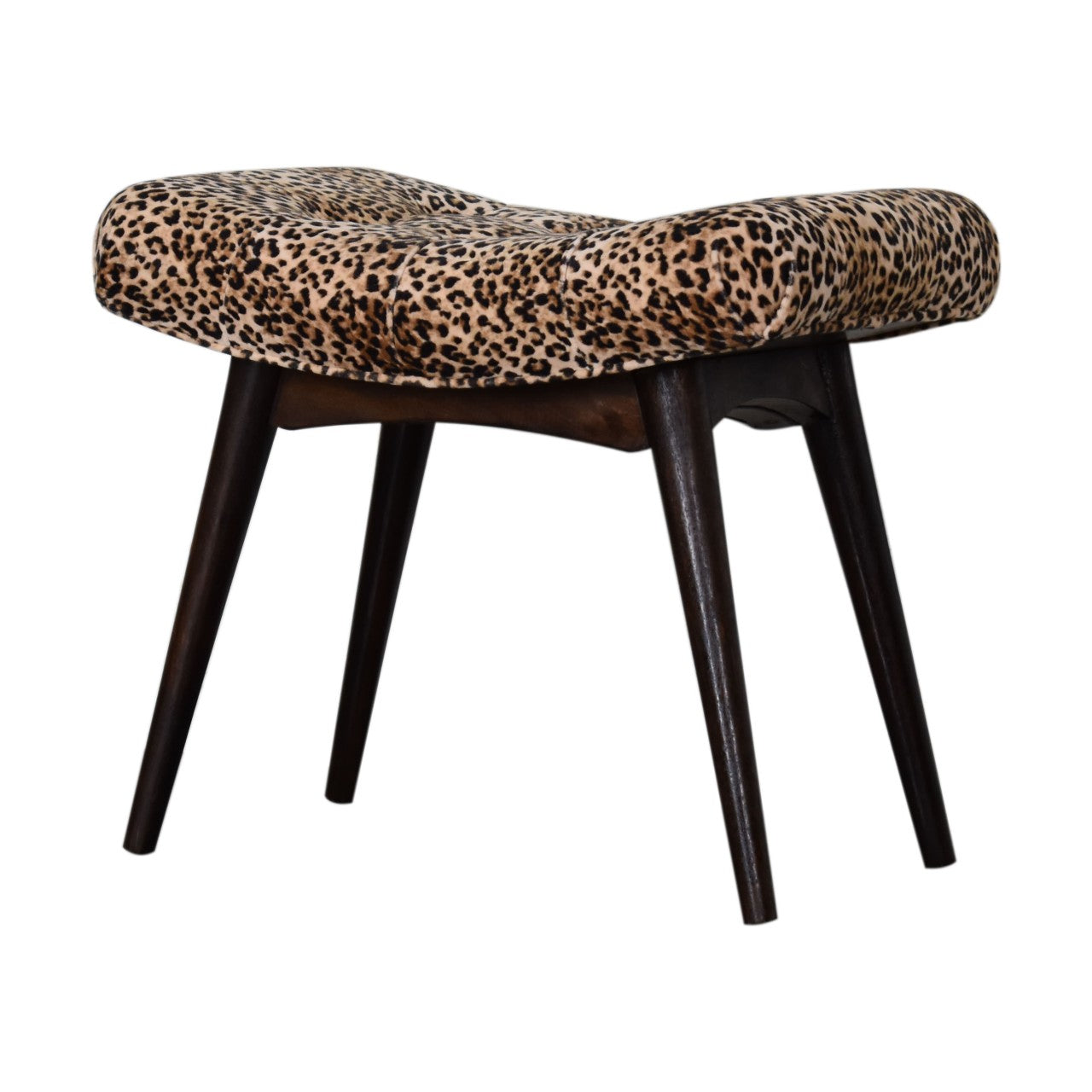 Velvet Curved Bench, Leopard Print