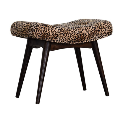 Velvet Curved Bench, Leopard Print