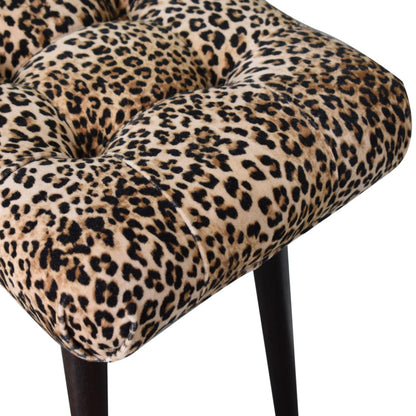 Velvet Curved Bench, Leopard Print