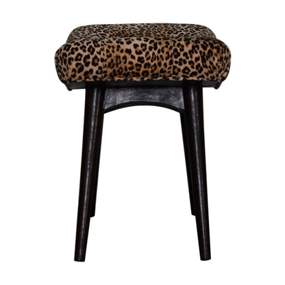 Velvet Curved Bench, Leopard Print