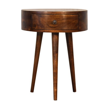 Semi circle mango wood bedside table