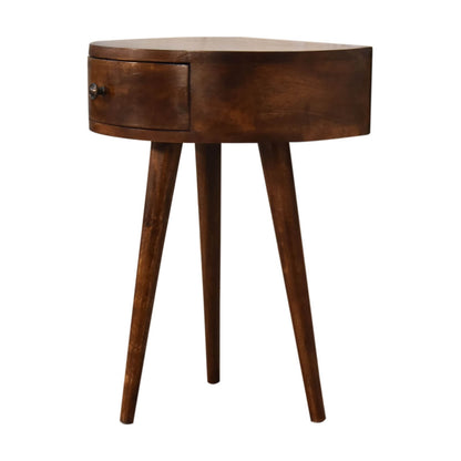 Semi circle mango wood bedside table