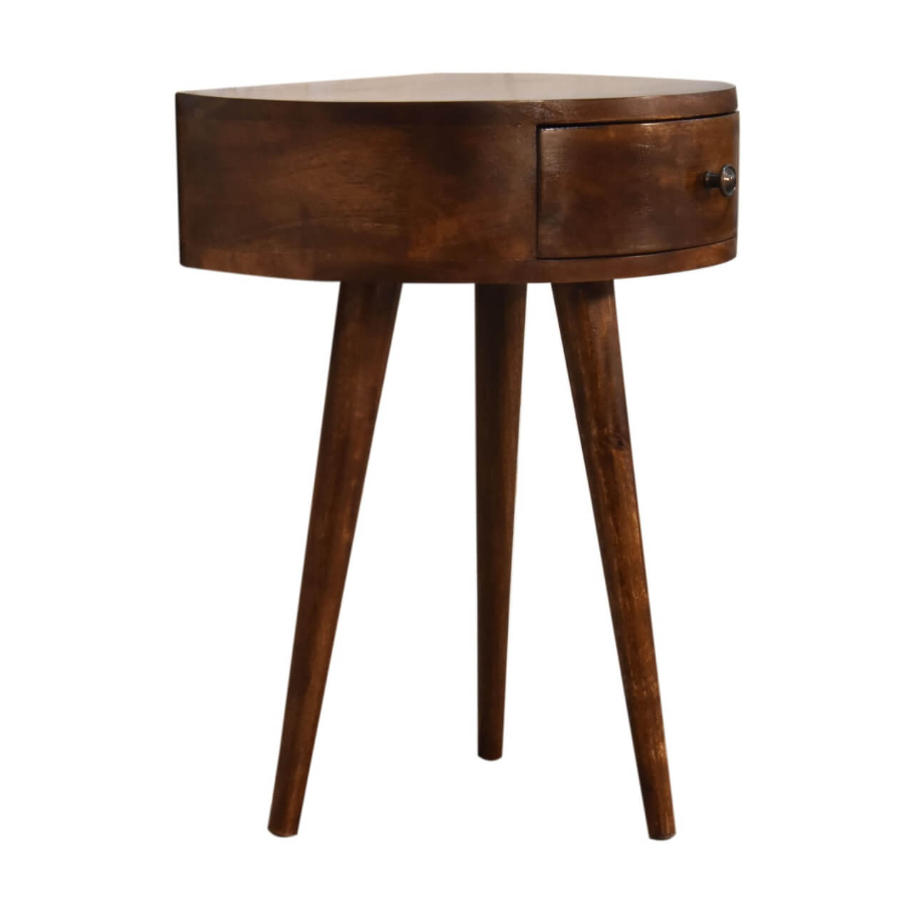 Semi circle mango wood bedside table