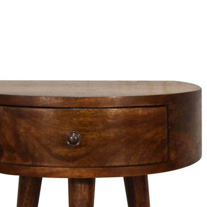 Semi circle mango wood bedside table