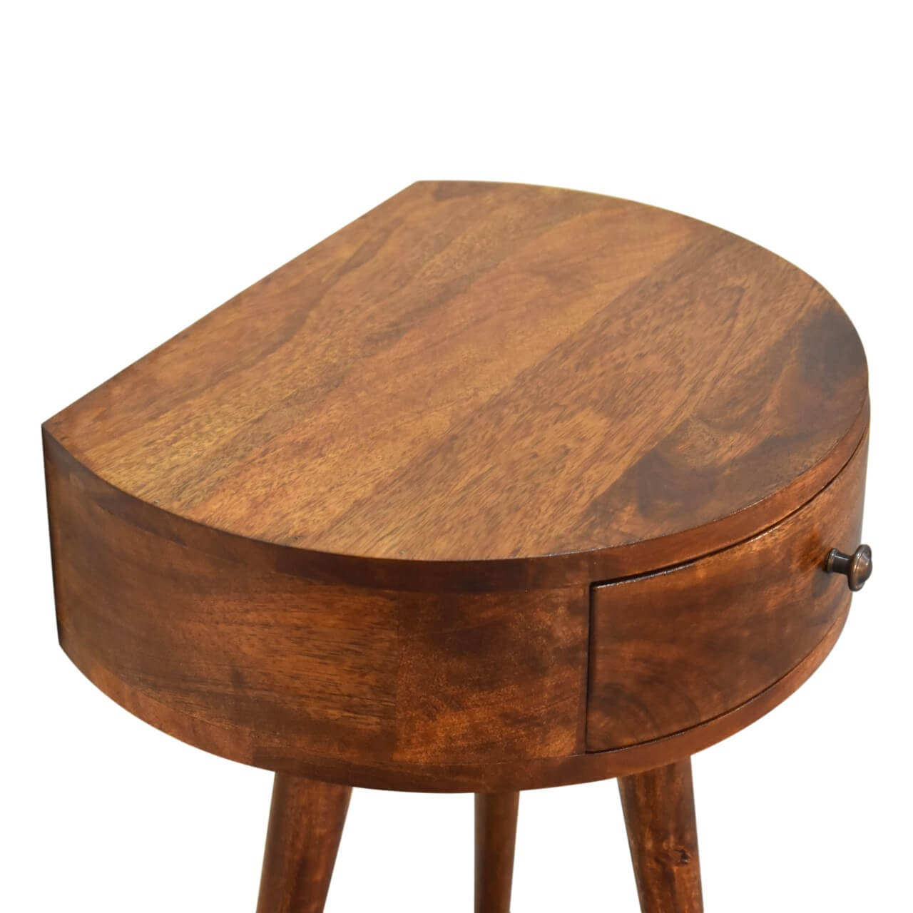 Semi circle mango wood bedside table