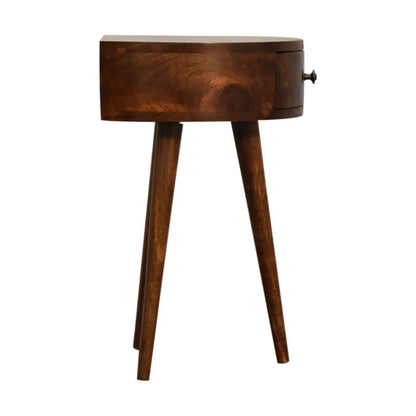 Semi circle mango wood bedside table