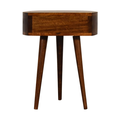 Semi circle mango wood bedside table