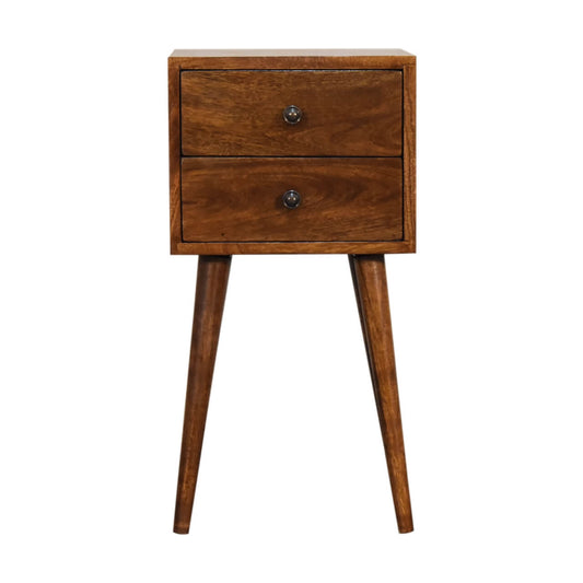 Small chestnut finish bedside table, mango wood