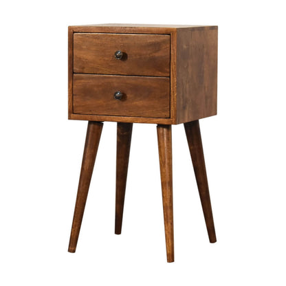 Small chestnut finish bedside table, mango wood