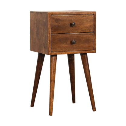 Small chestnut finish bedside table, mango wood