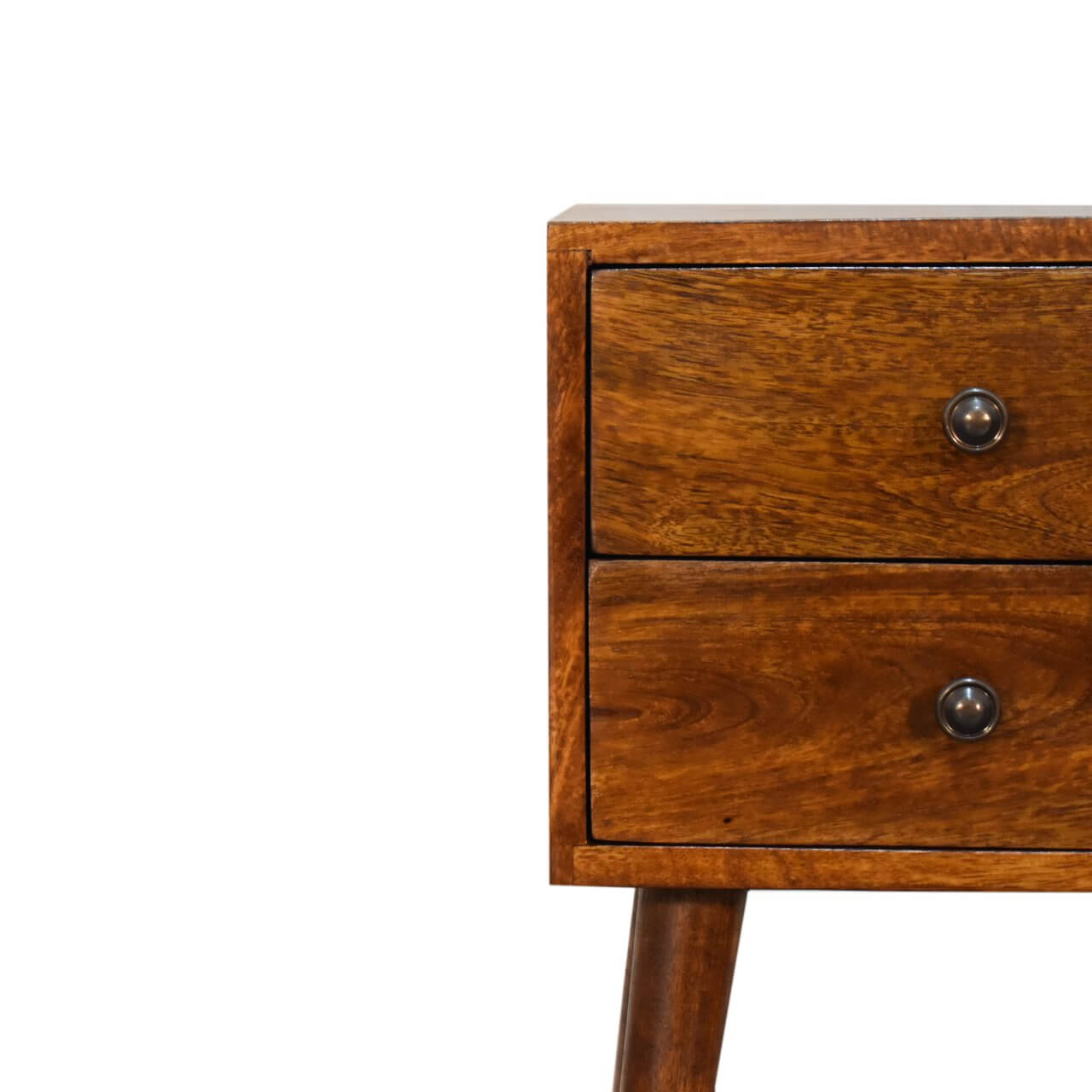 Small chestnut finish bedside table, mango wood