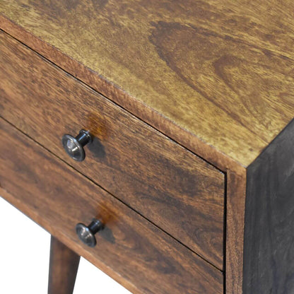 Small chestnut finish bedside table, mango wood