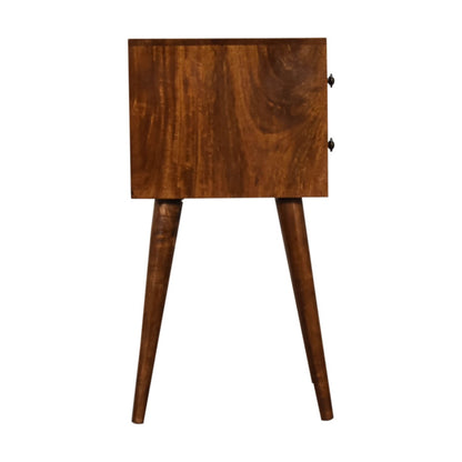 Small chestnut finish bedside table, mango wood