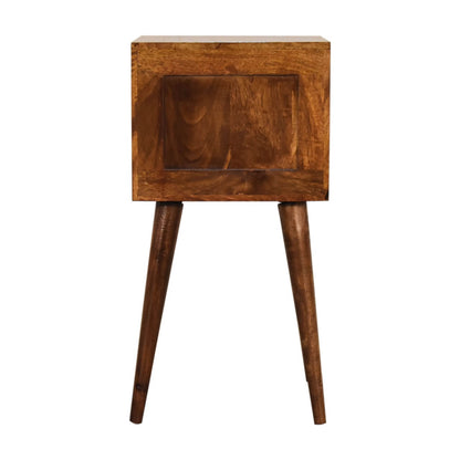 Small chestnut finish bedside table, mango wood