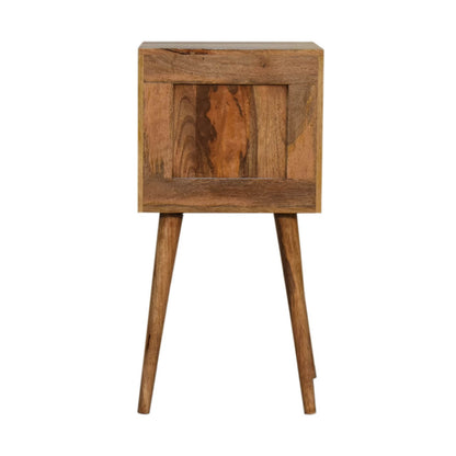 Cube carved mango wood bedside table