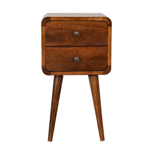 Small Chestnut 2 Drawer Bedside table mango wood