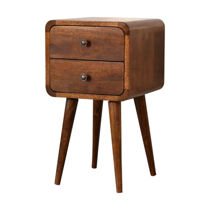 Small Chestnut 2 Drawer Bedside table mango wood