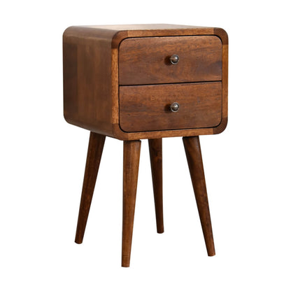 Small Chestnut 2 Drawer Bedside table mango wood