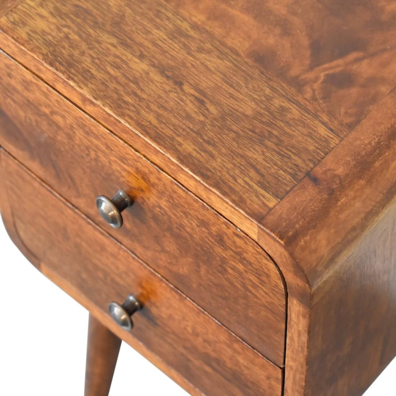 Small Chestnut 2 Drawer Bedside table mango wood