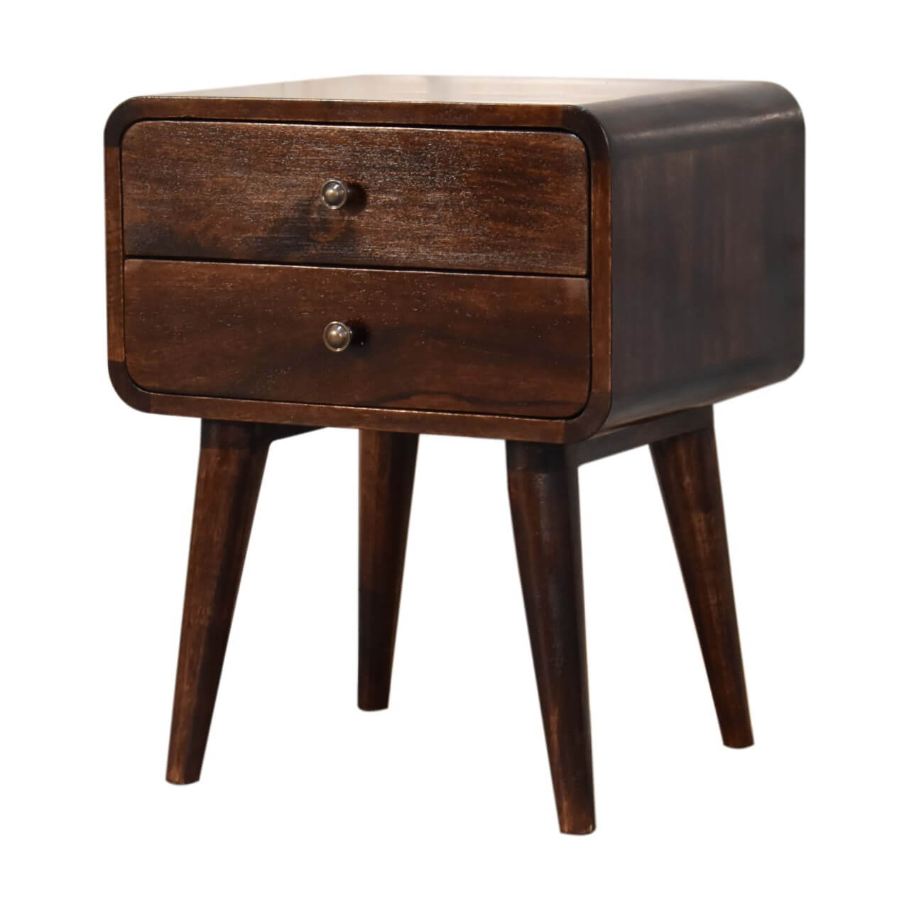 Walnut finish bedside table mango wood