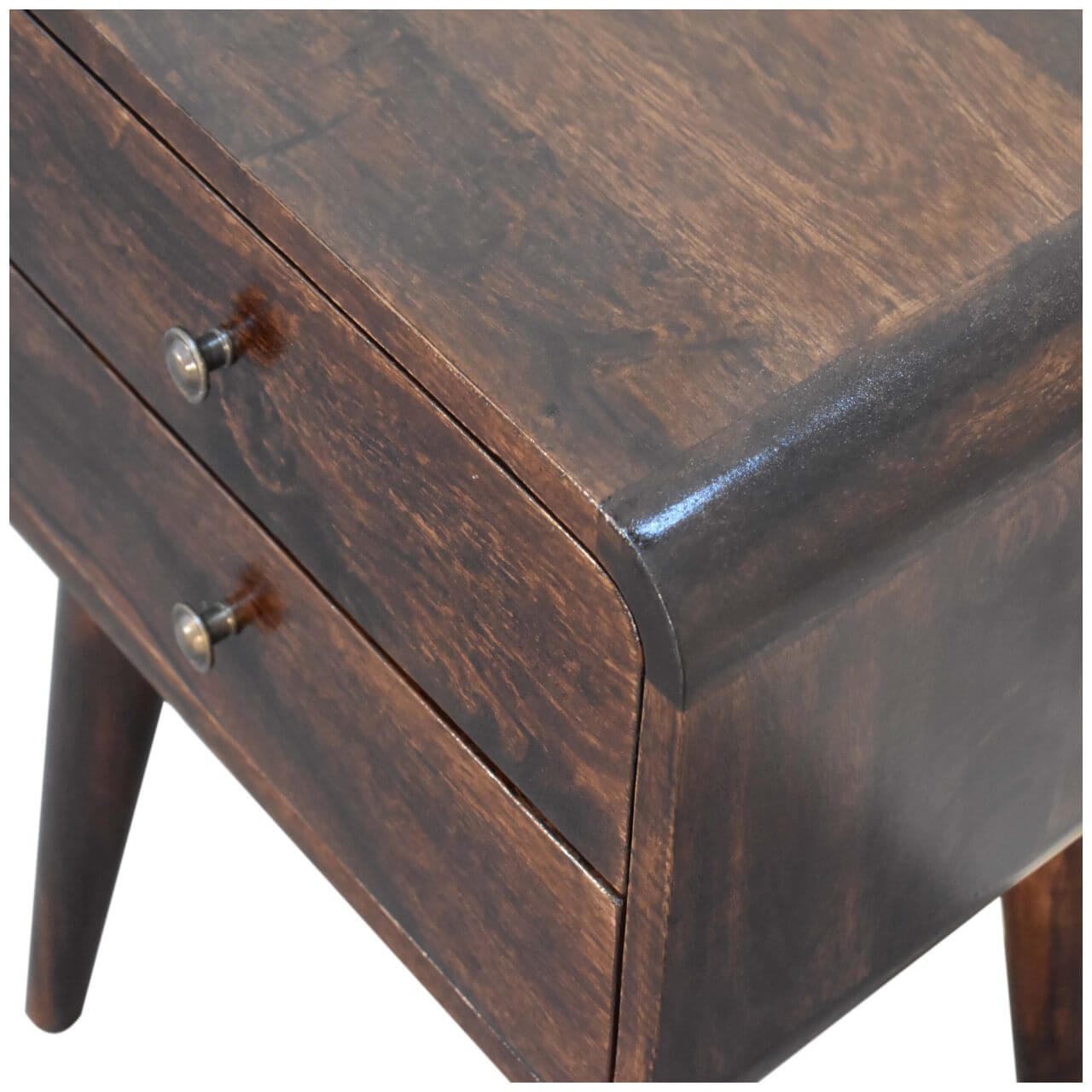 Walnut finish bedside table mango wood